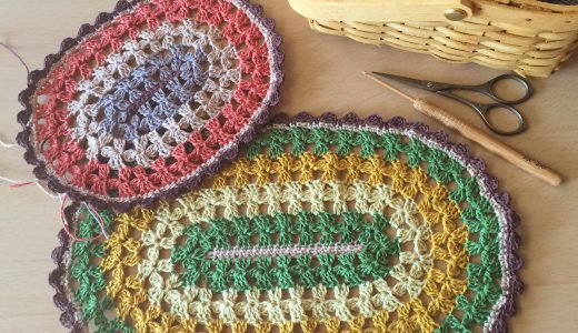かぎ針編み｜楕円形ドイリーの編み方の解説「長編み3目一度と長編み3目を編み入れる」