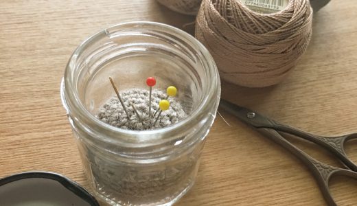 かぎ針編み｜ジャム瓶で作る針山の作り方（販売可能作品）