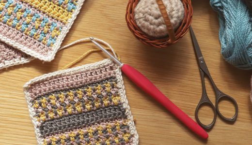 かぎ針編み｜ハマナカ ウオッシュコットンで平編み｜基本の編み方が練習できるコースター